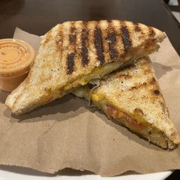 Veggie Melt that comes with a habanero sauce