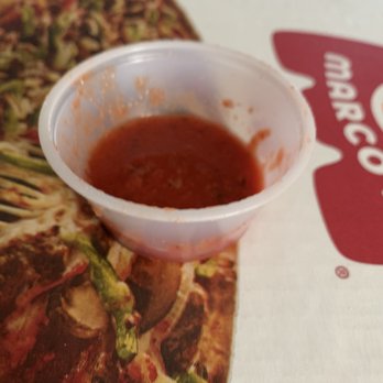 Marco's Pizza - Close to empty cup of marinara sauce, I politely asked to be replaced. - Pizza Near Me - Fort Mill, South Carolina Marco's Pizza - Close to empty cup of marinara sauce, I politely asked to be replaced. - Pizza Near Me - Fort Mill, South Carolina