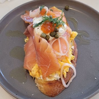 Fig & Ginger - Smoked salmon on scrambled eggs. - Breakfast & Brunch Near Me - Honolulu, Hawaii Fig & Ginger - Smoked salmon on scrambled eggs. - Breakfast & Brunch Near Me - Honolulu, Hawaii