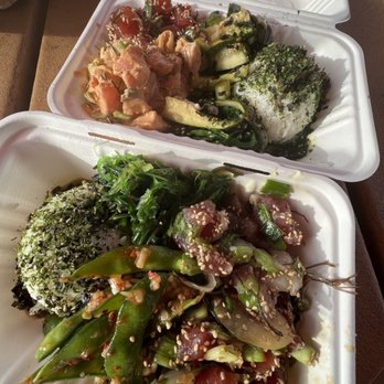 Jus' Poke - Two regular bowls: 1) Hawaiian chili peppah + original 2) spicy (spicy mayo) + Shoyu Poke. - Hawaiian Near Me - Redondo Beach, California Jus' Poke - Two regular bowls: 1) Hawaiian chili peppah + original 2) spicy (spicy mayo) + Shoyu Poke. - Hawaiian Near Me - Redondo Beach, California