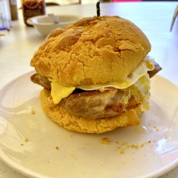 Alice's Kitchen - HK Style Pineapple Bun with Porkchop & Egg. - Cantonese Near Me - Monterey Park, California Alice's Kitchen - HK Style Pineapple Bun with Porkchop & Egg. - Cantonese Near Me - Monterey Park, California