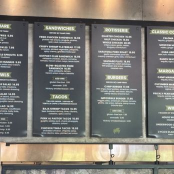 Camp Outpost - Menu - New American Near Me - Springdale, Utah