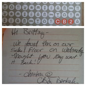 CB2 - The card cb2 sent us with the mula we dropped during our visit! - Home Decor Near Me - Berkeley, California
