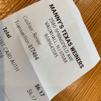 Manny's Texas Weiner - $6.17 for pork roll and cheese. - Burgers Near Me - Vauxhall, New Jersey Manny's Texas Weiner - $6.17 for pork roll and cheese. - Burgers Near Me - Vauxhall, New Jersey