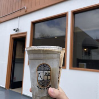 Temp & Time - Hojicha latte (no ice) - Desserts Near Me - Menlo Park, California
