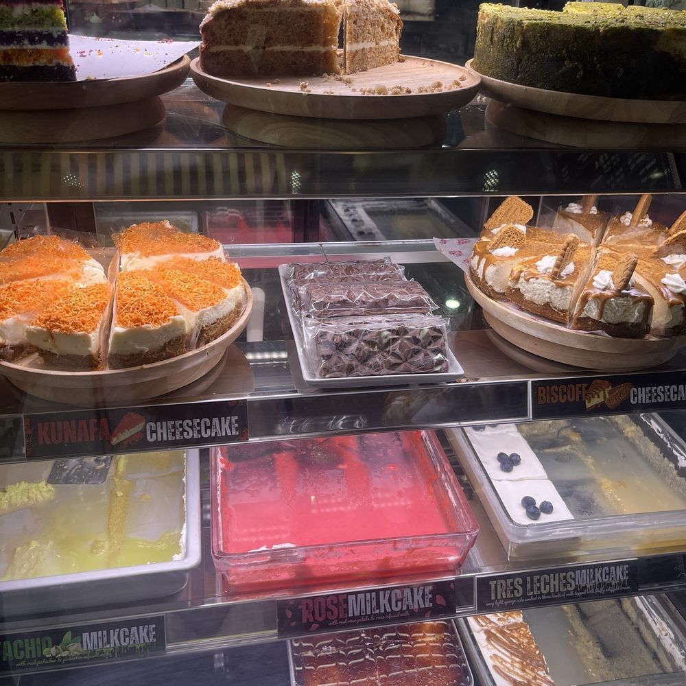 Milyar Coffee - desserts on display the second time i went, they have the dubai pistachio bar - Themed Cafes Near Me - Berkeley, California Milyar Coffee - desserts on display the second time i went, they have the dubai pistachio bar - Themed Cafes Near Me - Berkeley, California