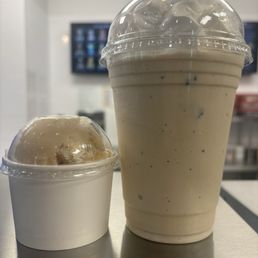 Pecan praline and sea salt caramel milkshake and ice cream Pecan praline and sea salt caramel milkshake and ice cream