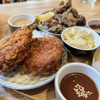 Konban - Menchi Katsu with Karaage at the back - Izakaya Near Me - New York, New York