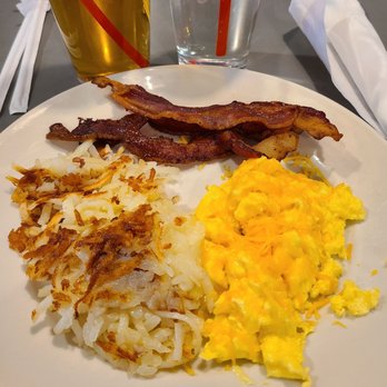 Dalrock Diner - Scrambled eggs w/cheese, hashbrowns, bacon - American Near Me - Rowlett, Texas Dalrock Diner - Scrambled eggs w/cheese, hashbrowns, bacon - American Near Me - Rowlett, Texas