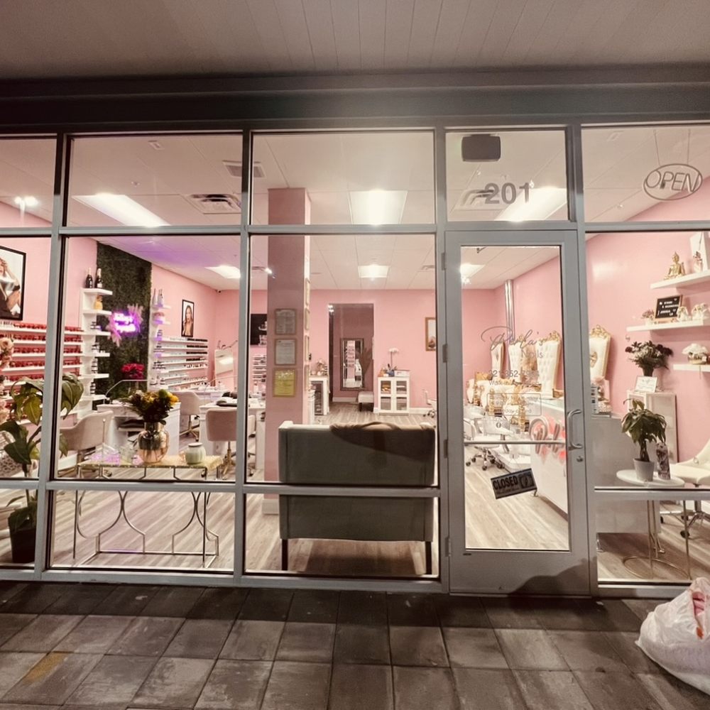 Perla's Nails - Beautiful Interiors seen here at night - Hair salon is in the back. - Nail Salons Near Me - Orlando, Florida