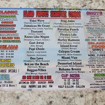 Daiquiri Island - a menu for a restaurant - Drive-Thru Bars Near Me - Houston, Texas Daiquiri Island - a menu for a restaurant - Drive-Thru Bars Near Me - Houston, Texas