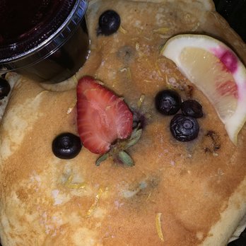 Jongewaard's Bake n Broil - Lemon blueberry pancakes with raspberry sauce - American Near Me - Long Beach, California
