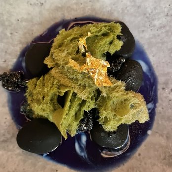 Umi By Vikram Garg - UMI signature dessert with matcha sponge cake, black sesame, butterfly pea sauce - Seafood Near Me - Honolulu, Hawaii Umi By Vikram Garg - UMI signature dessert with matcha sponge cake, black sesame, butterfly pea sauce - Seafood Near Me - Honolulu, Hawaii