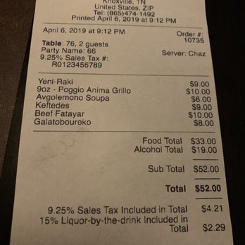 Kefi - The check. Reasonably priced - Mediterranean Near Me - Knoxville, Tennessee Kefi - The check. Reasonably priced - Mediterranean Near Me - Knoxville, Tennessee