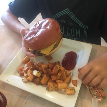 Brunchies - Lutz - Kids burger with bacon and cheese No fries here - Breakfast & Brunch Near Me - Lutz, Florida Brunchies - Lutz - Kids burger with bacon and cheese No fries here - Breakfast & Brunch Near Me - Lutz, Florida