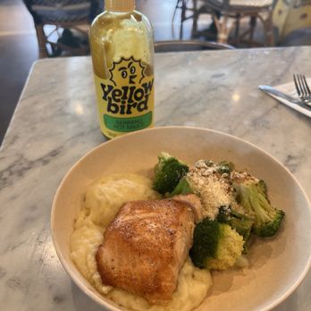 Flower Child - Salmon* plate with Smashed Gold Potato and Roasted Broccoli - Salad Near Me - Addison, Texas Flower Child - Salmon* plate with Smashed Gold Potato and Roasted Broccoli - Salad Near Me - Addison, Texas