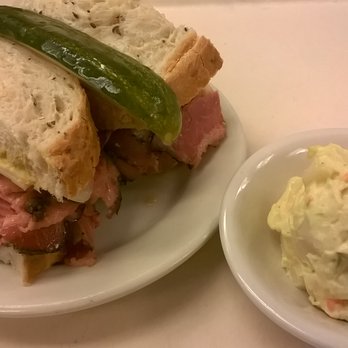 Shapiro's Delicatessen - Wow, what a sandwich! Brooklyn Pastrami with Swiss and spicy mustard with Mustard Potato Salad - Delis Near Me - Indianapolis, Indiana Shapiro's Delicatessen - Wow, what a sandwich! Brooklyn Pastrami with Swiss and spicy mustard with Mustard Potato Salad - Delis Near Me - Indianapolis, Indiana