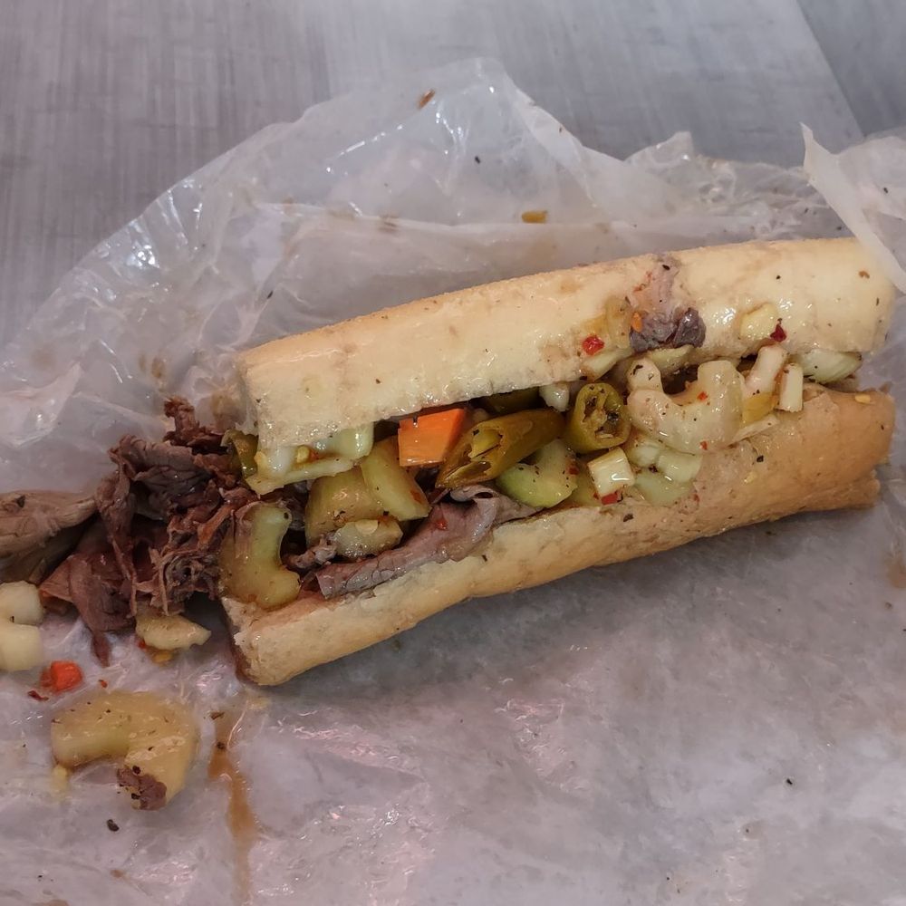 Mr. Beef - Italian beef with hot giardiniera, dipped. - Fast Food Near Me - Chicago, Illinois Mr. Beef - Italian beef with hot giardiniera, dipped. - Fast Food Near Me - Chicago, Illinois