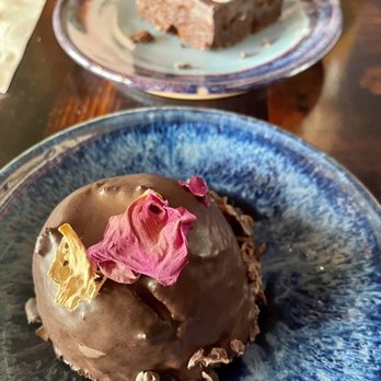 Evolve Chocolate + Cafe - two desserts on plates - Cafes Near Me - Bellingham, Washington