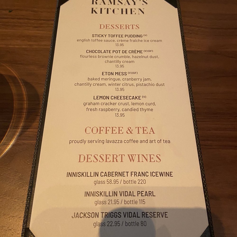 Ramsay's Kitchen - Dessert menu - New American Near Me - Las Vegas, Nevada Ramsay's Kitchen - Dessert menu - New American Near Me - Las Vegas, Nevada