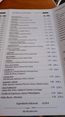 Menu photo 1 Cafetería Piscolabis Las Palmas de Gran Canaria, GC