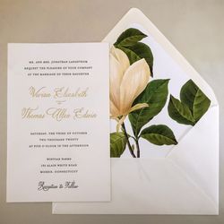 Landis Gifts and Stationery - Wedding invitation with beautiful floral envelope liner.