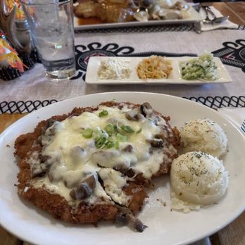Bacowka - Breaded Pork Cutlet with Mushrooms and Cheese.  It looks like 10 Lbs of pork chop, but I assure you, it's less than 5lbs! - Polish Near Me - Schaumburg, Illinois