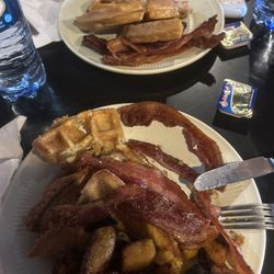 Frenchtown Deli & Coffee Shop - French toast and Belgian waffle and bacon and home fries