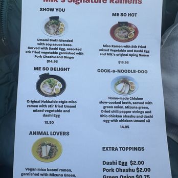 Ramen Mik - Menu - Ramen Near Me - San Marcos, California