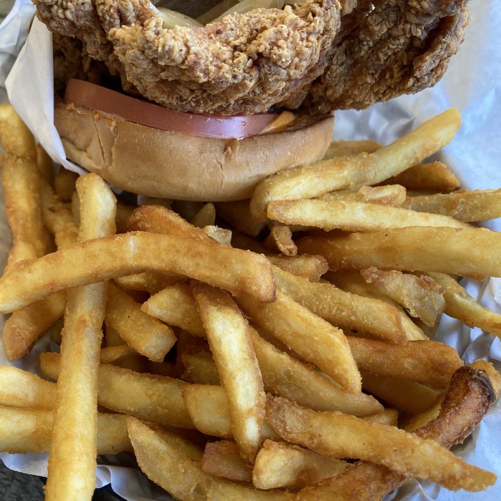 Spicy chicken sandwich with regular fries Spicy chicken sandwich with regular fries