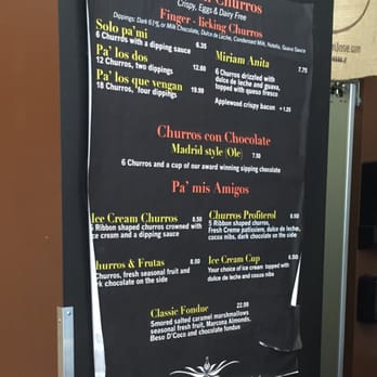 Amara Chocolate & Coffee - Churro menu - Feb 2016 - Coffee & Tea Near Me - Pasadena, California