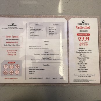 9292 Shabu - Lunch menu - Korean Near Me - Annandale, Virginia 9292 Shabu - Lunch menu - Korean Near Me - Annandale, Virginia