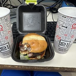 #9 Black Bleu, fries and a drink