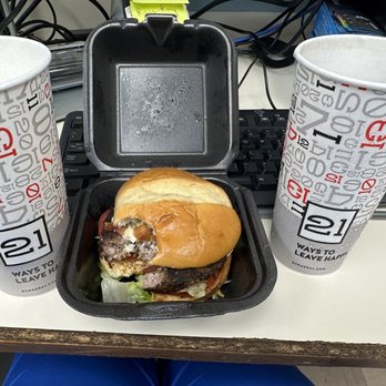 Burger 21 - Carrollwood - #9 Black Bleu, fries and a drink - Burgers Near Me - Tampa, Florida