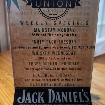 Union Alehouse - An advertisement for their specials. This is good to know!!!! - American Near Me - Virginia Beach, Virginia Union Alehouse - An advertisement for their specials. This is good to know!!!! - American Near Me - Virginia Beach, Virginia