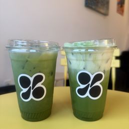 Jasmine blossom and matcha einspanner