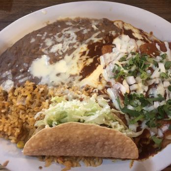 La Fiesta Brava Mexican Restaurant - Two cheese enchiladas and a crispy taco with rice and beans. HUGE portion, could not finish it all. - Mexican Near Me - Waterloo, New York La Fiesta Brava Mexican Restaurant - Two cheese enchiladas and a crispy taco with rice and beans. HUGE portion, could not finish it all. - Mexican Near Me - Waterloo, New York