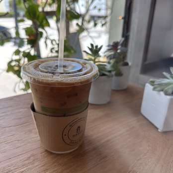 Chik Monk Coffee - Large Vanilla Iced Latte 4 shots ristretto with oatly oat milk. The best. - Cafes Near Me - Palm Beach, Florida