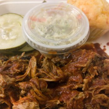 Blackwood BBQ - Pulled pork with pickles, coleslaw, and cornbread! - Barbeque Near Me - Chicago, Illinois