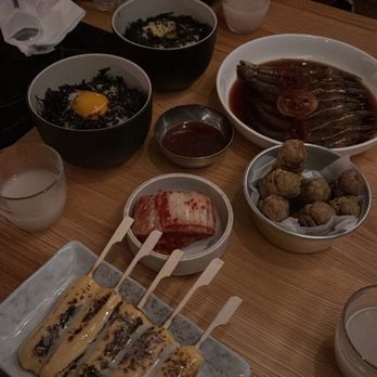 ILCHA - Kim Mari Cheese tteok kkochi Ganjang saewoo + gyrean bap - Korean Near Me - San Francisco, California ILCHA - Kim Mari Cheese tteok kkochi Ganjang saewoo + gyrean bap - Korean Near Me - San Francisco, California