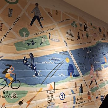 Levain Bakery - Back Bay, Boston - Cute mural of Boston on the interior wall - Bakeries Near Me - Boston, Massachusetts Levain Bakery - Back Bay, Boston - Cute mural of Boston on the interior wall - Bakeries Near Me - Boston, Massachusetts