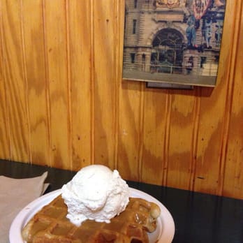 Waffallonia - Their awesome waffle with speculoos spread and vanilla bean ice cream. - Desserts Near Me - Pittsburgh, Pennsylvania
