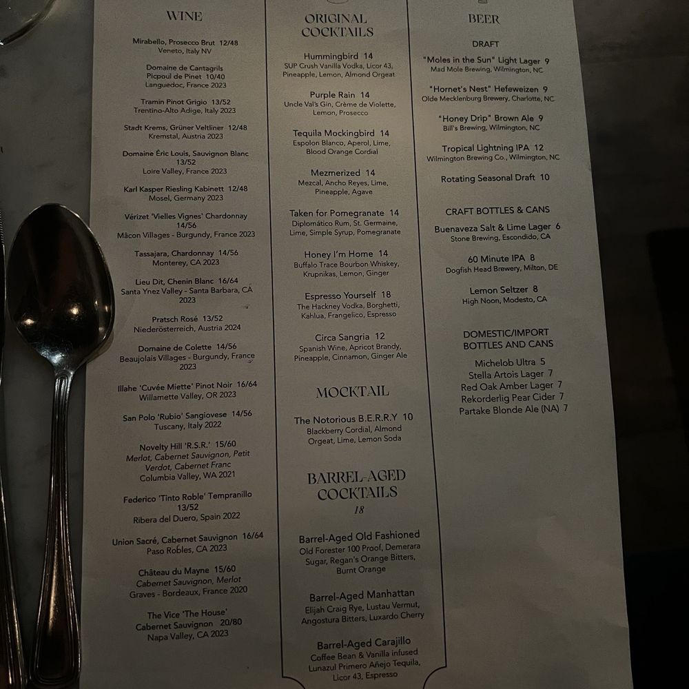 Circa 1922 - Drink menu October 2025 - Tapas Bars Near Me - Wilmington, North Carolina Circa 1922 - Drink menu October 2025 - Tapas Bars Near Me - Wilmington, North Carolina