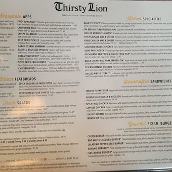Thirsty Lion - Washington Square - Menu (Mar 2025) - American Near Me - Tigard, Oregon Thirsty Lion - Washington Square - Menu (Mar 2025) - American Near Me - Tigard, Oregon