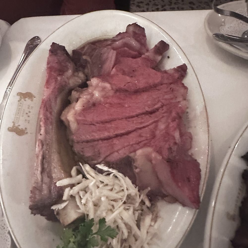 Prime rib bone in - we asked for it to be sliced for easy serving Prime rib bone in - we asked for it to be sliced for easy serving