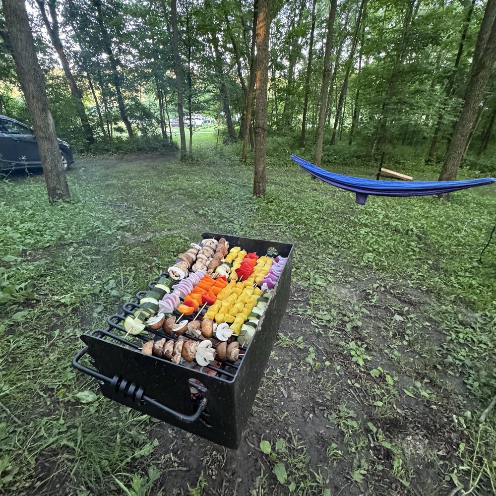 Chimney Rock Campground - Grill provided outside the cabin - Campgrounds Near Me - Cresco, Iowa