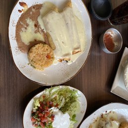 Chimichangas with rice and beans