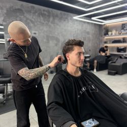 Purpose LA - Modern Mullet with textured top. Men's haircut at Purpose LA Barbershop in Burbank.