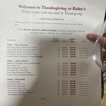 Kahn's Fine Wine & Spirits - Wine tasting list - Beer, Wine & Spirits Near Me - Indianapolis, Indiana