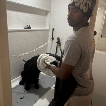 Barkys Bathtime - Son is embracing the experience, I really think he is enjoying it - Pet Groomers Near Me - Rancho Cucamonga, California